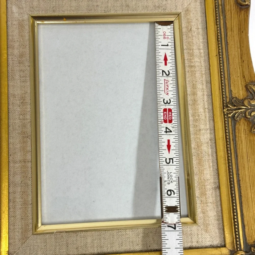 Vintage Ornate Gold Gilt Frame with Linen Mat 5x7 Opening Baroque Style Decor